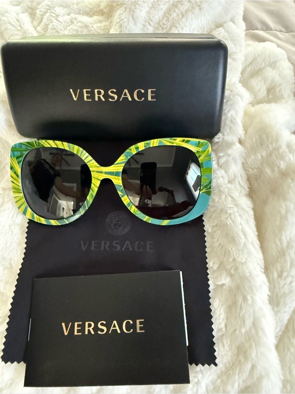 Versace Women's Green & Teal Tropical Round Sunglasses